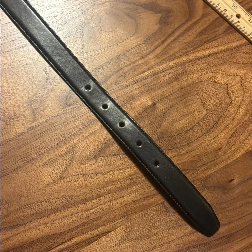 Lauren Ralph Lauren Black Leather Belt with Gold Buckle - 3X